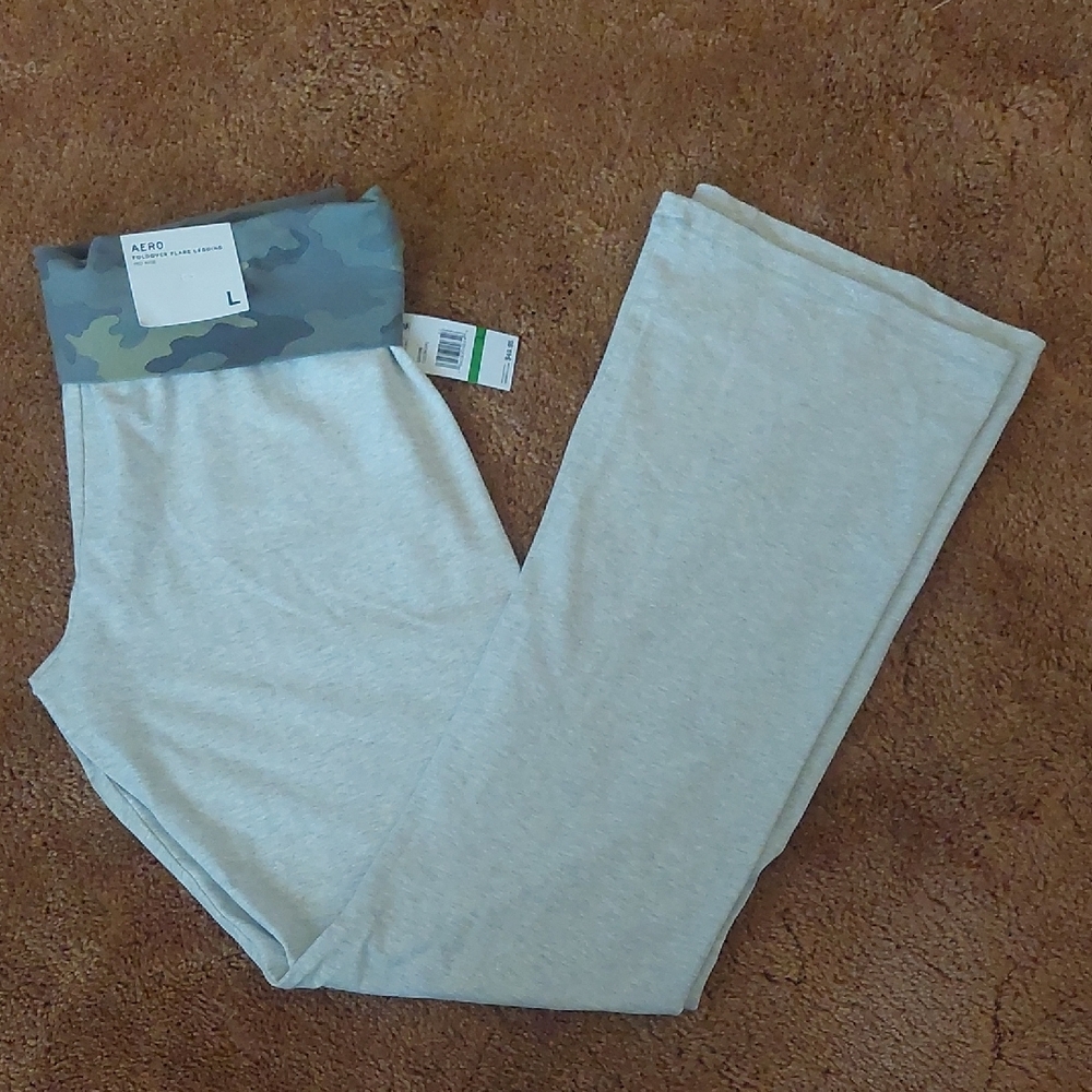 Aeropostale Gray Leggings with Camouflage Waistband